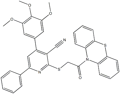 2-{[2-oxo-2-(10H-phenothiazin-10-yl)ethyl]sulfanyl}-6-phenyl-4-(3,4,5-trimethoxyphenyl)nicotinonitrile Structure