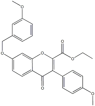 ethyl 7-[(3-methoxybenzyl)oxy]-3-(4-methoxyphenyl)-4-oxo-4H-chromene-2-carboxylate Struktur