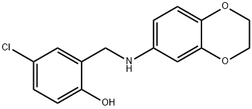4-chloro-2-[(2,3-dihydro-1,4-benzodioxin-6-ylamino)methyl]phenol Struktur