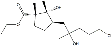 (1S,2R,3R)-2-Hydroxy-3-(5-chloro-2-hydroxy-2-methylpentyl)-1,2-dimethylcyclopentane-1-carboxylic acid ethyl ester Struktur