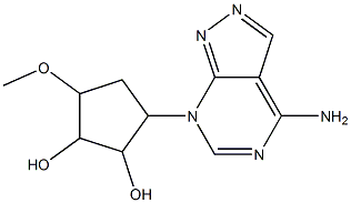 4-methoxy-1-(4-aminopyrazolo(3,4-d)pyrimidin-7-yl)cyclopentane-2,3-diol Struktur