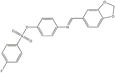 4-{[(E)-1,3-benzodioxol-5-ylmethylidene]amino}phenyl 4-fluorobenzenesulfonate Struktur