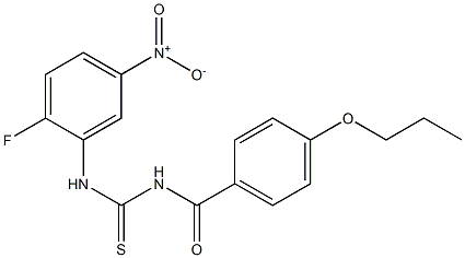 N-{2-fluoro-5-nitrophenyl}-N'-(4-propoxybenzoyl)thiourea Struktur