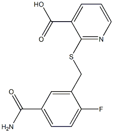 2-{[(5-carbamoyl-2-fluorophenyl)methyl]sulfanyl}pyridine-3-carboxylic acid Struktur
