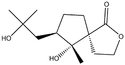 (5S,6R,7R)-6-Hydroxy-6-methyl-7-(2-hydroxy-2-methylpropyl)-2-oxaspiro[4.4]nonan-1-one Struktur