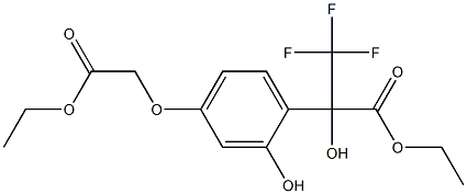 ethyl 2-[4-(2-ethoxy-2-oxoethoxy)-2-hydroxyphenyl]-3,3,3-trifluoro-2-hydroxypropanoate Struktur