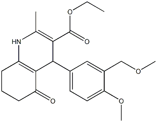 ethyl 4-[4-methoxy-3-(methoxymethyl)phenyl]-2-methyl-5-oxo-1,4,5,6,7,8-hexahydro-3-quinolinecarboxylate Struktur