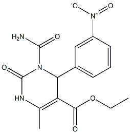 1,2,3,4-Tetrahydro-3-(carbamoyl)-6-methyl-2-oxo-4-(3-nitrophenyl)pyrimidine-5-carboxylic acid ethyl ester Struktur