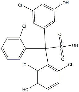 (2-Chlorophenyl)(3-chloro-5-hydroxyphenyl)(2,6-dichloro-3-hydroxyphenyl)methanesulfonic acid Struktur