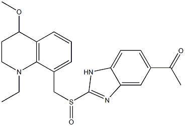 1-Ethyl-1,2,3,4-tetrahydro-4-methoxy-8-(5-acetyl-1H-benzimidazol-2-ylsulfinylmethyl)quinoline Struktur