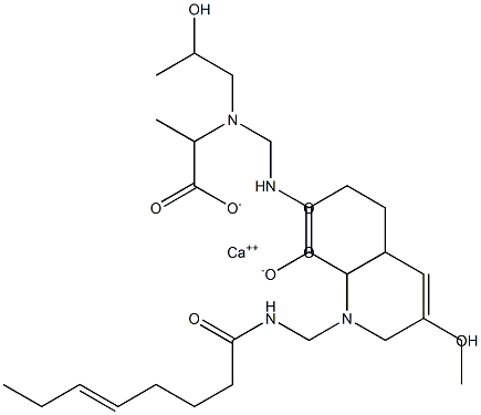 Bis[2-[N-(2-hydroxypropyl)-N-(5-octenoylaminomethyl)amino]propionic acid]calcium salt Struktur