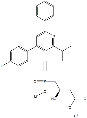 (3R)-4-[[[4-(4-Fluorophenyl)-2-isopropyl-6-phenyl-3-pyridinyl]ethynyl]lithiooxyphosphinyl]-3-hydroxybutyric acid lithium salt Struktur