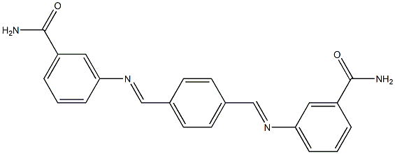 3-({(E)-[4-({[3-(aminocarbonyl)phenyl]imino}methyl)phenyl]methylidene}amino)benzamide Struktur