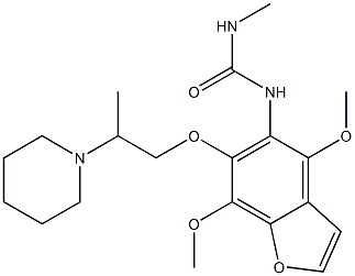 1-[4,7-Dimethoxy-6-(2-piperidinopropoxy)benzofuran-5-yl]-3-methylurea Struktur