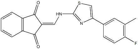 2-({[4-(4-fluoro-3-methylphenyl)-1,3-thiazol-2-yl]amino}methylene)-1H-indene-1,3(2H)-dione Struktur