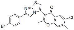 3-[3-(4-bromophenyl)-6-thia-1,4-diazabicyclo[3.3.0]octa-2,4,7-trien-8- yl]-6-chloro-2,7-dimethyl-chromen-4-one Struktur