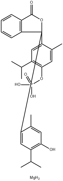 3-[4-ヒドロキシ-2-メチル-5-(1-メチルエチル)フェニル]-3-[2-メチル-5-(1-メチルエチル)-4-(ホスホノオキシ)フェニル]-1(3H)-イソベンゾフラノンマグネシウム 化學(xué)構(gòu)造式