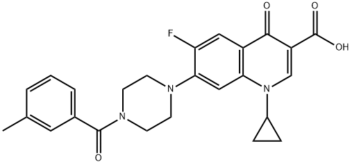 3-Quinolinecarboxylic acid, 1-cyclopropyl-6-fluoro-1,4-dihydro-7-[4-(3-Methylbenzoyl)-1-piperazinyl]-4-oxo- Struktur