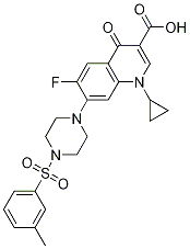 3-Quinolinecarboxylic acid, 1-cyclopropyl-6-fluoro-1,4-dihydro-7-[4-[(3-Methylphenyl)sulfonyl]-1-piperazinyl]-4-oxo- Struktur