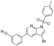Benzonitrile, 3-[3-broMo-1-[(4-Methylphenyl)sulfonyl]-1H-pyrrolo[2,3-b]pyridin-5-yl]- Struktur