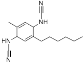 (2-Hexyl-5-methyl-2,5-cyclohexadiene-1,4-diylidene)bis-cyanamide Struktur