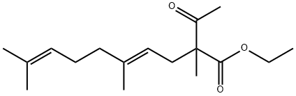 4,8-Decadienoic acid, 2-acetyl-2,5,9-trimethyl-, ethyl ester, (E)- Struktur