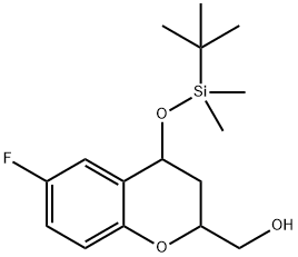 4-tert-Butyldimethylsilyloxy-6-fluoro-2-hydroxymethyl-3,4-dihydro-2H-1-benzopyran 
(Mixture of Diastereomers) Struktur