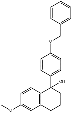 rac 4-Hydroxy-7-methoxy-4-(4-benzyloxyphenyl)-1,2,3,4-tetrahydronaphthalene Struktur