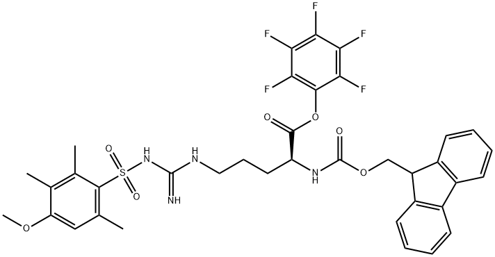 NΑ- FMOC-NΩ-(4-甲氧基-2,3,6-三甲基苯磺?；?-L-精氨酸 五氟苯基酯 結(jié)構(gòu)式