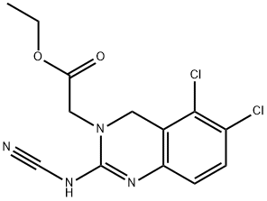 Ethyl (2-cyanoimino-5,6-dichloro-1,2,3,4-tetrahydroquinazolin-3-yl)acetate Struktur