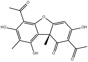 2,6-Diacetyl-7,9-dihydroxy-8,9bα-dimethyldibenzofuran-1,3(2H,9bH)-dione Struktur