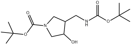 4-BOC-AMINOMETHYL-3-HYDROXY-1-N-BOC-PYRROLIDINE Struktur