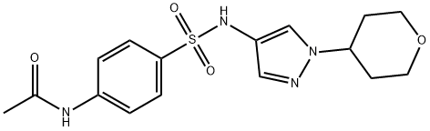 N-(4-{[(1-Tetrahydro-2H-pyran-4-yl-1H-pyrazol-4-yl)amino]sulfonyl}phenyl)acetamide Struktur