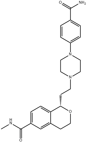 (1S)-1-[2-[4-[4-(AMINOCARBONYL)PHENYL]-1-PIPERAZINYL]ETHYL]-3,4-DIHYDRO-N-METHYL-1H-2-BENZOPYRAN-6-CARBOXAMIDE Struktur