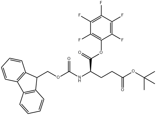 5-(叔丁基)1-(全氟苯基)((((9H-熒光素-9-基)甲氧基)羰)-D-谷氨酸 結構式