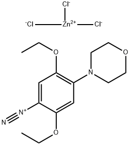 2,5-diethoxy-4-(morpholin-4-yl)benzenediazonium trichlorozincate Struktur