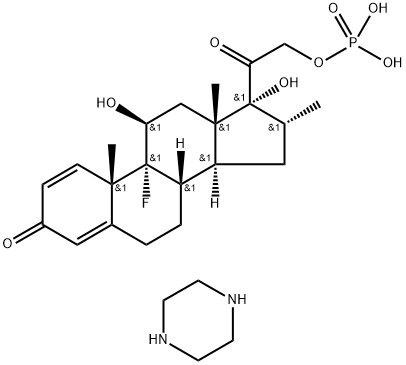 9Α-氟-16Α-甲基孕甾-1,4-二烯-11Β,17Α,21-三醇-3,20-二酮-21-磷酸酯哌嗪鹽 結(jié)構(gòu)式