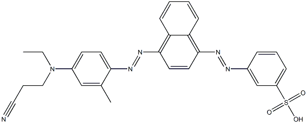 化合物 Benzenesulfonic acid, 3-(2-(4-(2-(4-((2-cyanoethyl)ethylamino)-2-methylphenyl)diazenyl)-1-naphthalenyl)diazenyl)- 結(jié)構(gòu)式