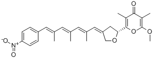 (+)-2-Methoxy-3,5-dimethyl-6-[4-[7-(4-nitrophenyl)-2,4,6-trimethyl-2,4,6-heptatrienylidene]tetrahydrofuran-2-yl]-4H-pyran-4-one