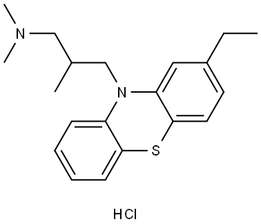 2-ethyl-N,N,beta-trimethyl-10H-phenothiazine-10-propylamine monohydrochloride Struktur