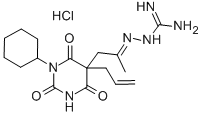 Barbituric acid, 5-acetonyl-5-allyl-1-cyclohexyl-, 5-amidinohydrazone,  hydrochloride Struktur