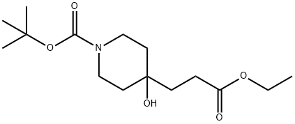 4-Piperidinepropanoic acid, 1-[(1,1-diMethylethoxy)carbonyl]-4-hydroxy-, ethyl ester Struktur