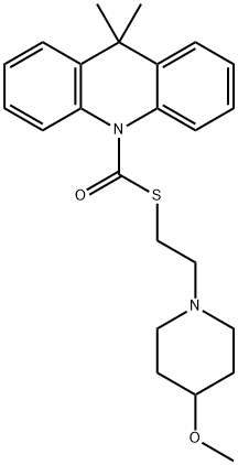 10(9H)-Acridinecarbothioic acid, 9,9-dimethyl-, S-(2-(4-methoxy-1-pipe ridinyl)ethyl) ester Struktur