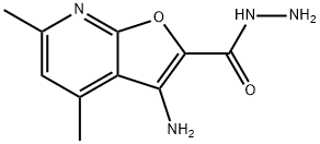 Furo[2,3-b]pyridine-2-carboxylic acid, 3-amino-4,6-dimethyl-, hydrazide (9CI) Struktur
