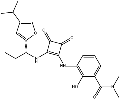 3-[[3-[(DIMETHYLAMINO)CARBONYL]-2-HYDROXYPHENYL]AMINO]-4-[[(R)-1-(4-ISOPROPYLFURAN-2-YL)PROPYL]AMINO]CYCLOBUT-3-ENE-1,2-DIONE