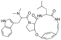 1-[2-(Dimethylamino)-3-(1H-indol-3-yl)-1-oxopropyl]-2,3,3a,13,14,15a-hexahydro-13-(2-methylpropyl)-5,8-ethenopyrrolo[3,2-b][1,5,8]oxadiazacyclotetradecine-12,15(1H,11H)-dione Struktur