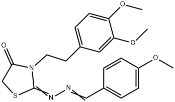 4-Methoxybenzaldehyde [3-[2-(3,4-dimethoxyphenyl)ethyl]-4-oxothiazolidin-2-ylidene]hydrazone Struktur
