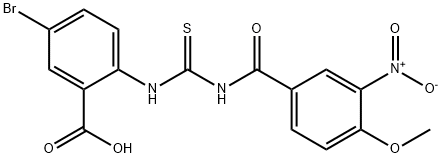 5-BROMO-2-[[[(4-METHOXY-3-NITROBENZOYL)AMINO]THIOXOMETHYL]AMINO]-BENZOIC ACID Struktur