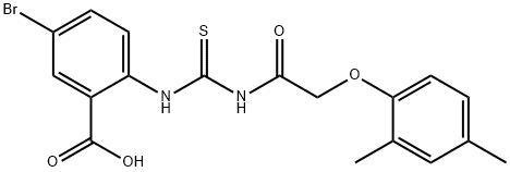 5-BROMO-2-[[[[(2,4-DIMETHYLPHENOXY)ACETYL]AMINO]THIOXOMETHYL]AMINO]-BENZOIC ACID Struktur