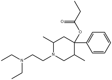 1-(2-Diethylaminoethyl)-2,5-dimethyl-4-phenyl-4-propionyloxypiperidine Struktur